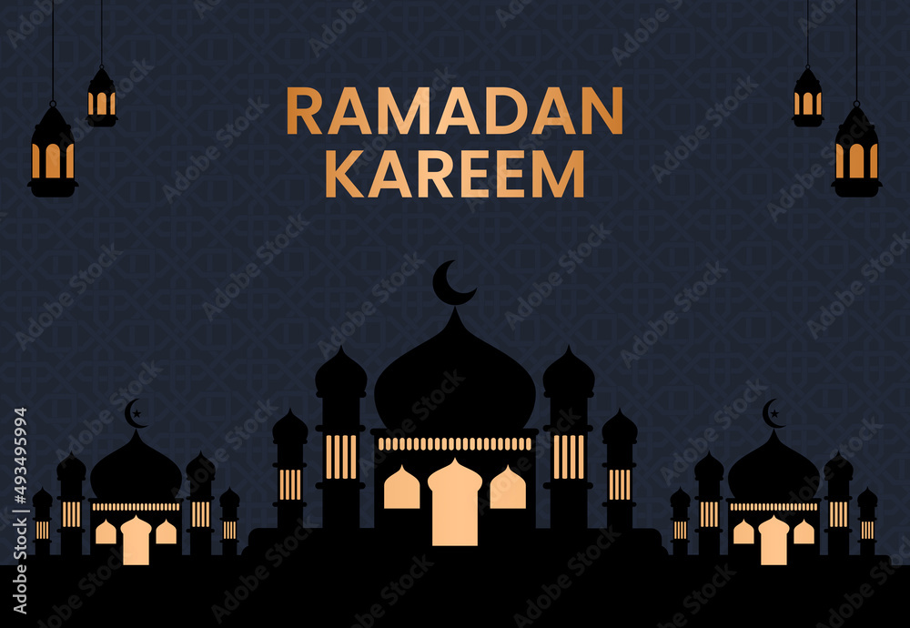 Ramadan Kareem luxury design. Social Media, Pamphlets. Black and gold