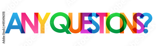 ANY QUESTIONS? colorful vector typography banner