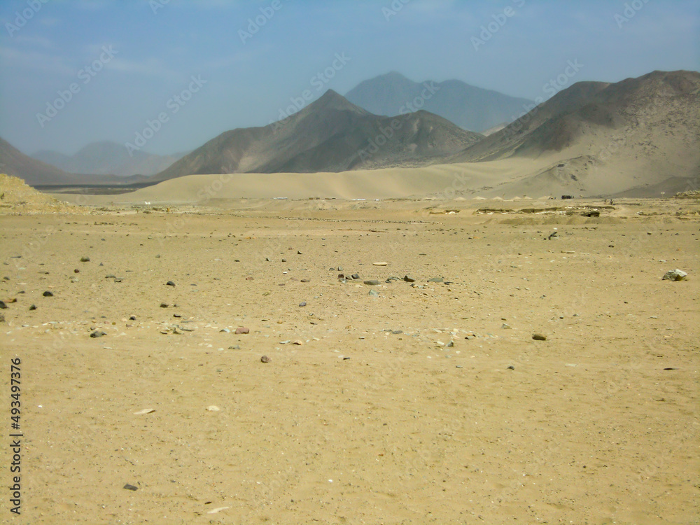 Deserted roads to the sacred city of Caral, the oldest civilization in America in Barranca - Peru. Deserted roads to the sacred city of Caral, the oldest civilization in America in Barranca - Peru.