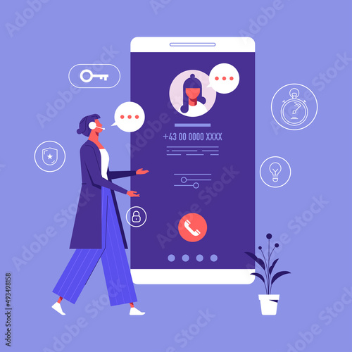 Customer Support concept, Operator with headset doing live feedback, hotline operator advises client, Specialist Solve Clients Problems