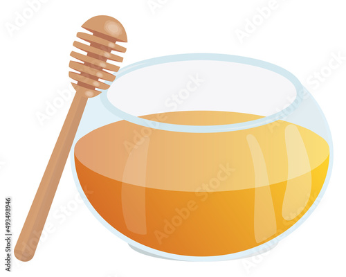 Honey with spoon vector isolated illustration for design