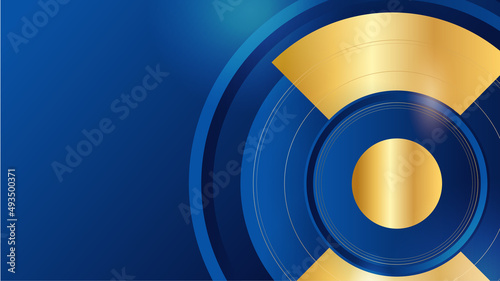 Abstract luxury blue and gold background with circles