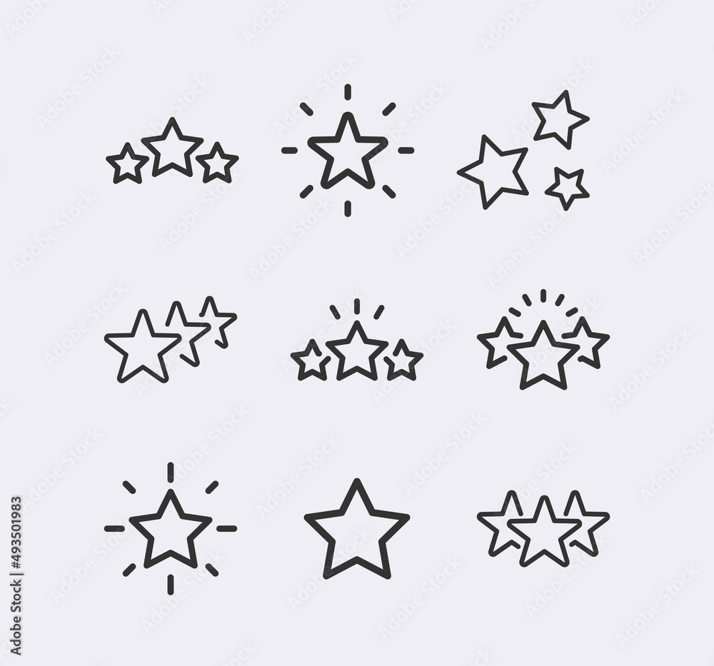 Star Rating, review line icon set