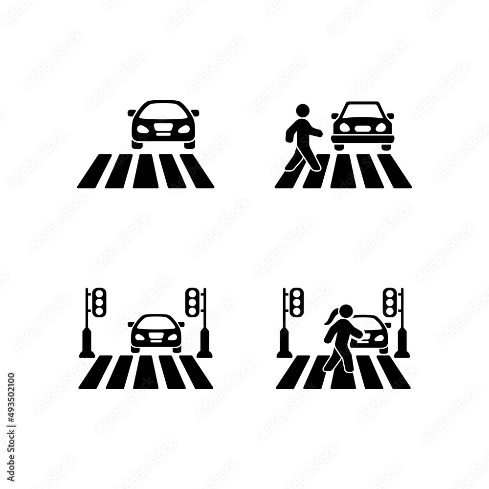 Traffic, Zebra Cross Icon Logo Design Vector Template Illustration