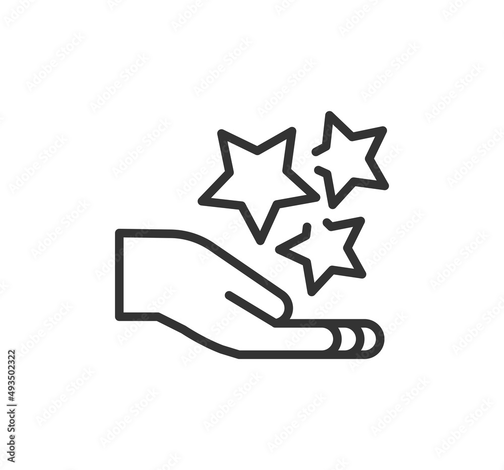 Star Rating, review line icon. Stars in hand vector line icon Star Rating, review line icon. Stars in hand vector line icon