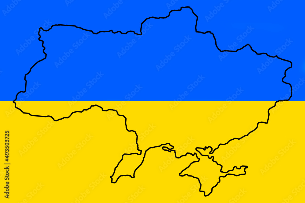 Map of Ukraine close up. Ukraine outline