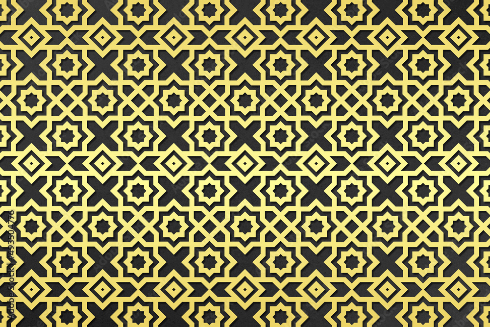 Seamless pattern in islamic traditional style. Gold and black colors. Seamless pattern in islamic traditional style. Gold and black colors.