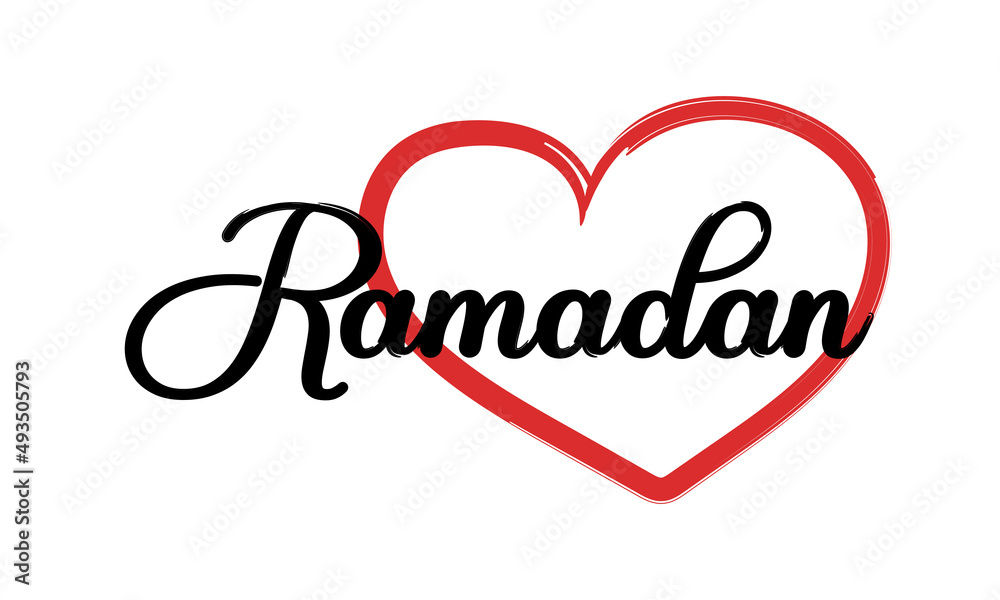 Ramadan Text Vector With Heart Ramadan Text Vector With Heart