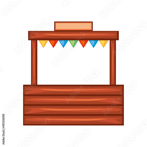 wooden booth and garland