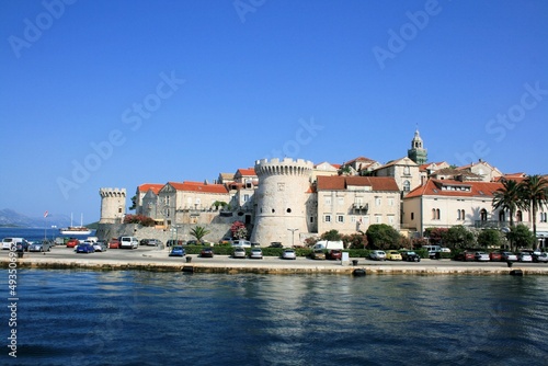 first view on Korcula, taken from the boat, Croatia