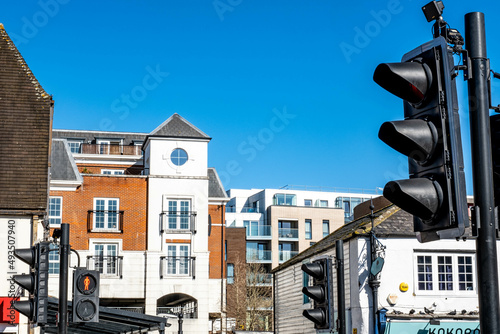 Residential Building Architecture Against A Clear Blue Sky photo