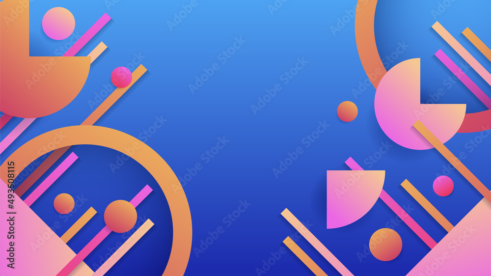 Fototapeta premium Abstract blue background with neon gradient of pink and orange yellow. Vector illustration