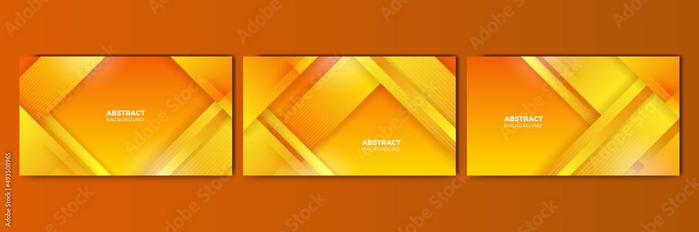 Set of abstract orange and yellow banner background