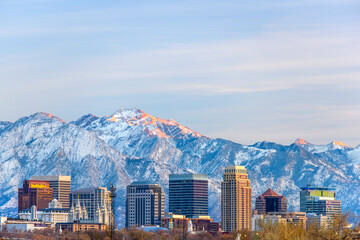 Salt Lake City skyline at dusk