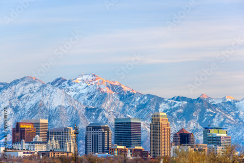 Canvas Print Salt Lake City skyline at dusk