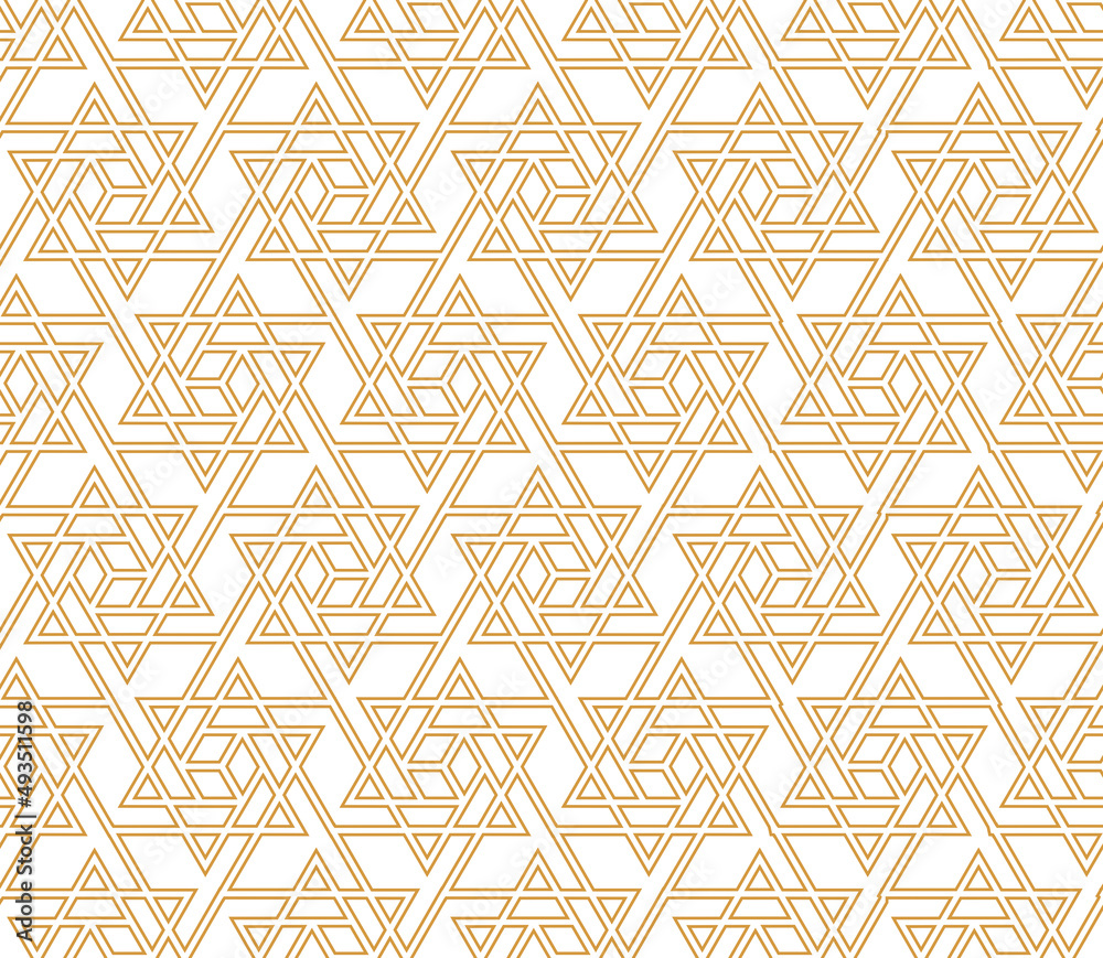 The geometric pattern with lines. Seamless vector background. White and gold texture. Graphic modern pattern. Simple lattice graphic design