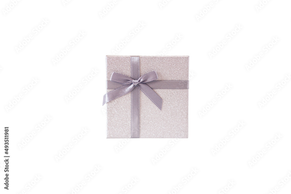 Gift box with a bow on a white background, isolated. Events and holidays. Christmas Gift box with a bow on a white background, isolated. Events and holidays. Christmas