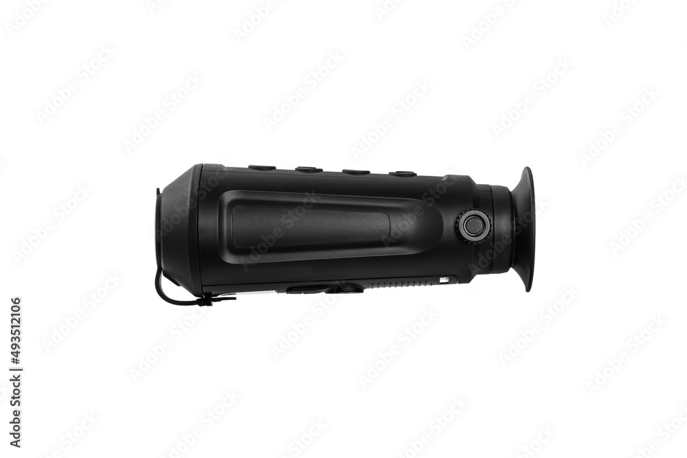 Modern monocular thermal imager isolate on a white background. A device for fixing thermal radiation. Modern monocular thermal imager isolate on a white background. A device for fixing thermal radiation.