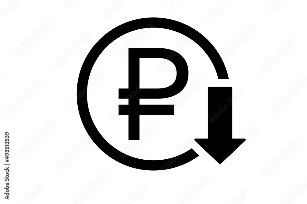 Ruble down icon simple design Ruble down icon simple design