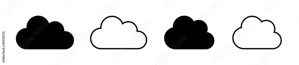 Cloud icon set - vector. cloud symbol in line and glyph style. Vector illustration - obrazy, fototapety, plakaty 