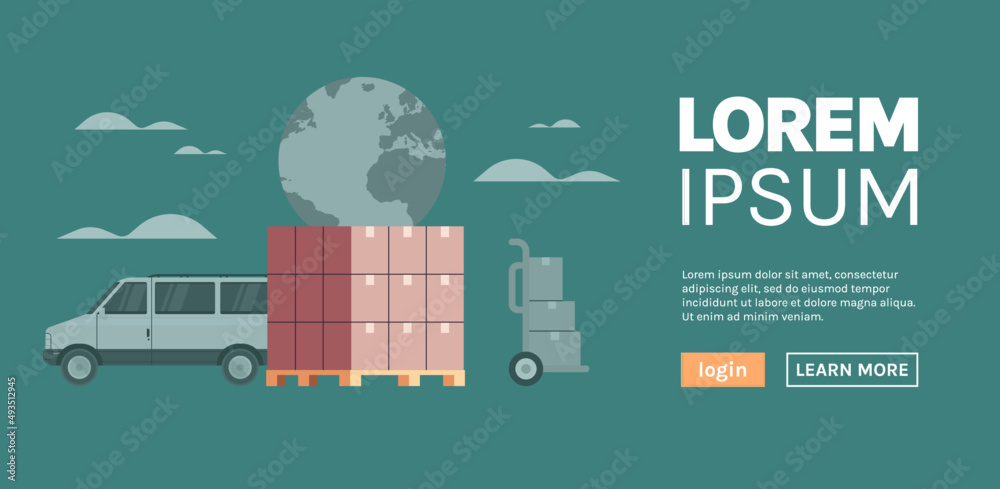 Worldwide delivery concept and logistic flat vector illustration.