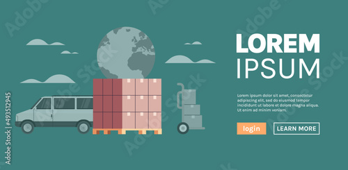 Worldwide delivery concept and logistic flat vector illustration.