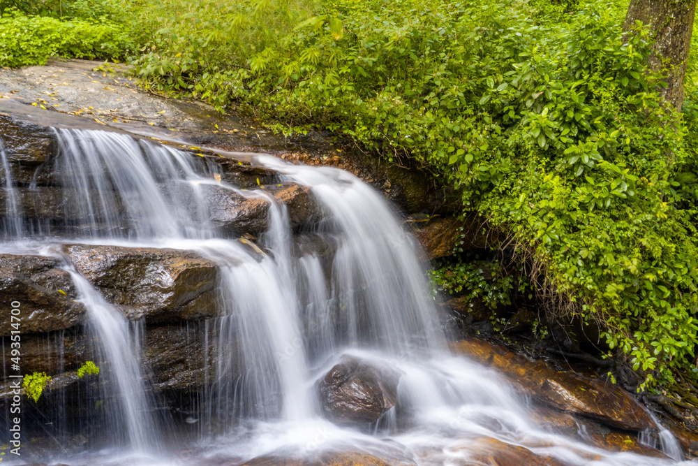 Obraz premium Waterfall in the forest . Autumn nature