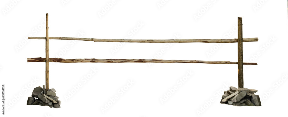 Wooden fence made of old timber isolated on white. Banner design Stock ...