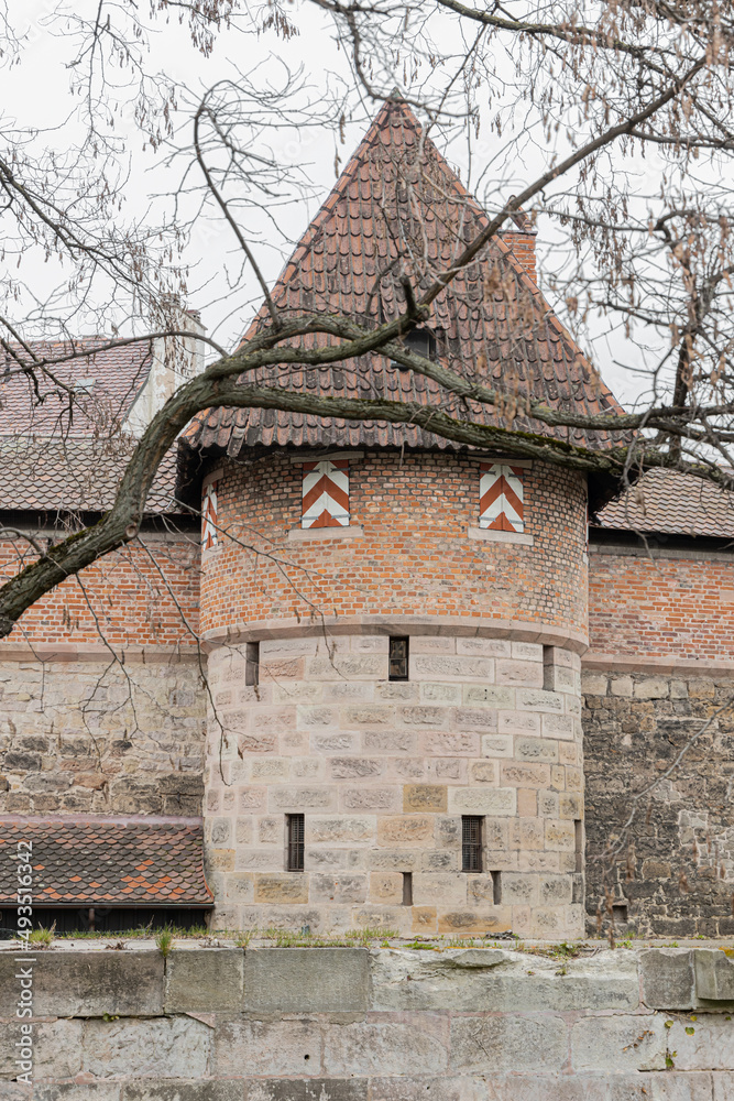 Nürnberg Burg Mauer mit Turm Nürnberg Burg Mauer mit Turm