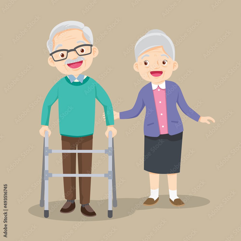 cute elderly woman taking care elderly man physical therapy cute elderly woman taking care elderly man physical therapy