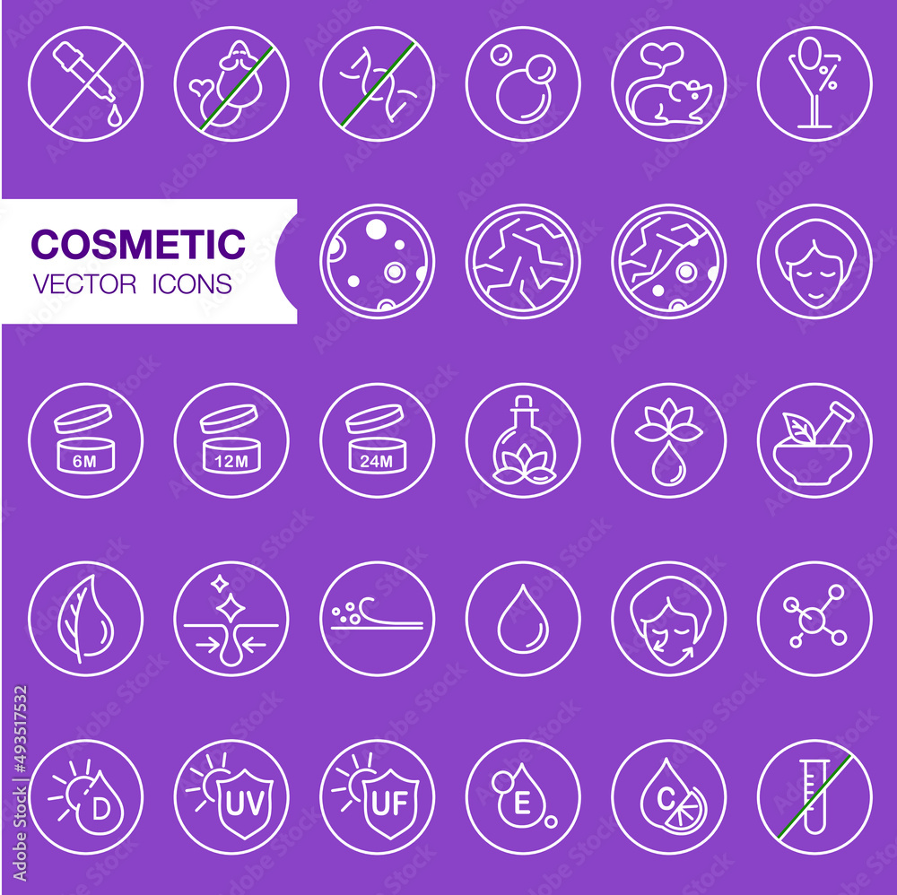 Face and body cosmetic care icons. Thin line icon set. Editable strokes