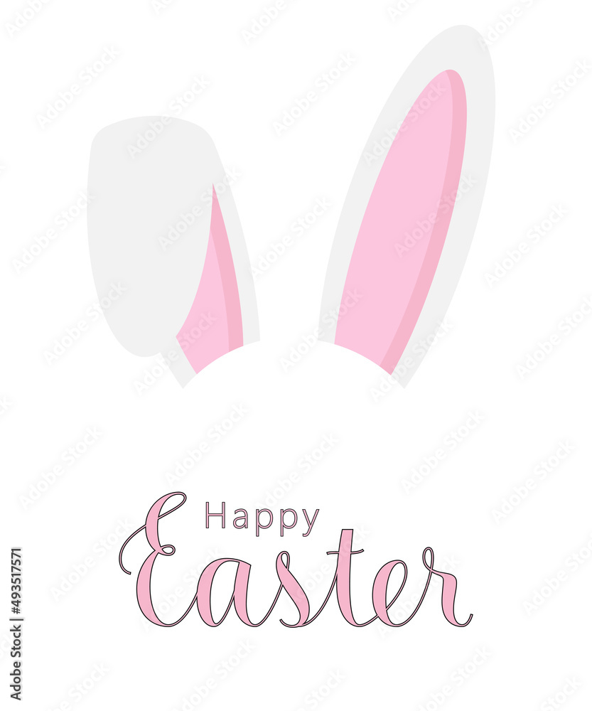 Colorful Happy Easter greeting card with rabbit, bunny, eggs with banners Colorful Happy Easter greeting card with rabbit, bunny, eggs with banners