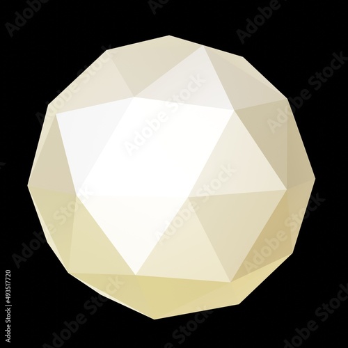 Cream geometric ore, low poly. 3d rendering. Decorative ball.