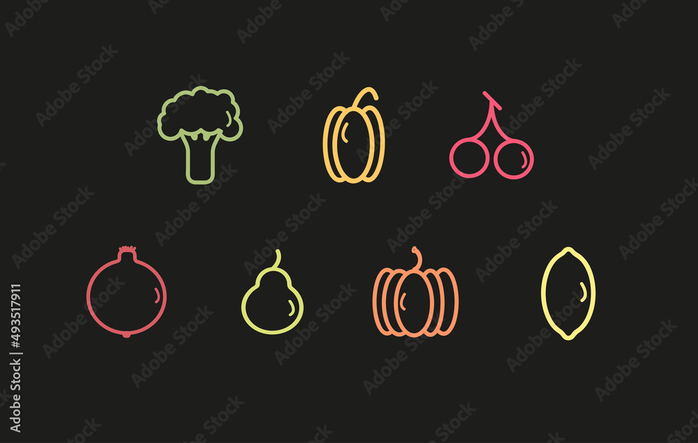 set of fruits and vegetables set of fruits and vegetables