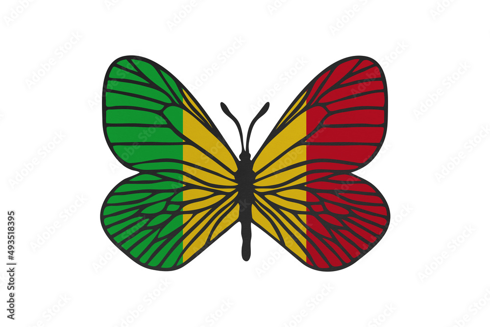 Butterfly wings in color of national flag. Clip art on white background. Mali Butterfly wings in color of national flag. Clip art on white background. Mali