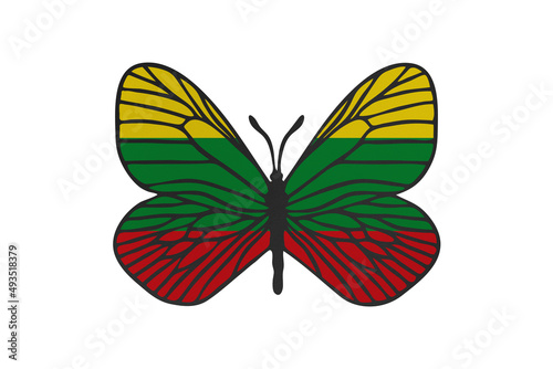 Butterfly wings in color of national flag. Clip art on white background. Lithuania © Julia