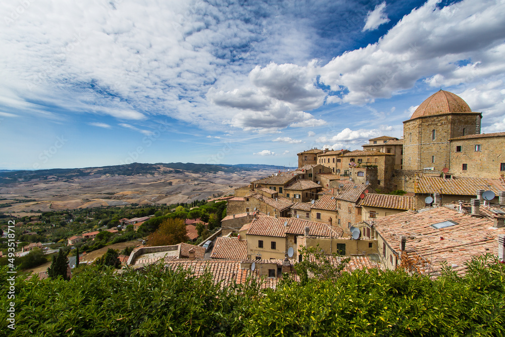 The historic city of Volterra on the hills of the Tuscany in Italy, Europe
