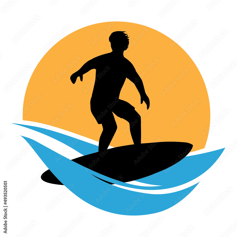 silhouette of a surfer