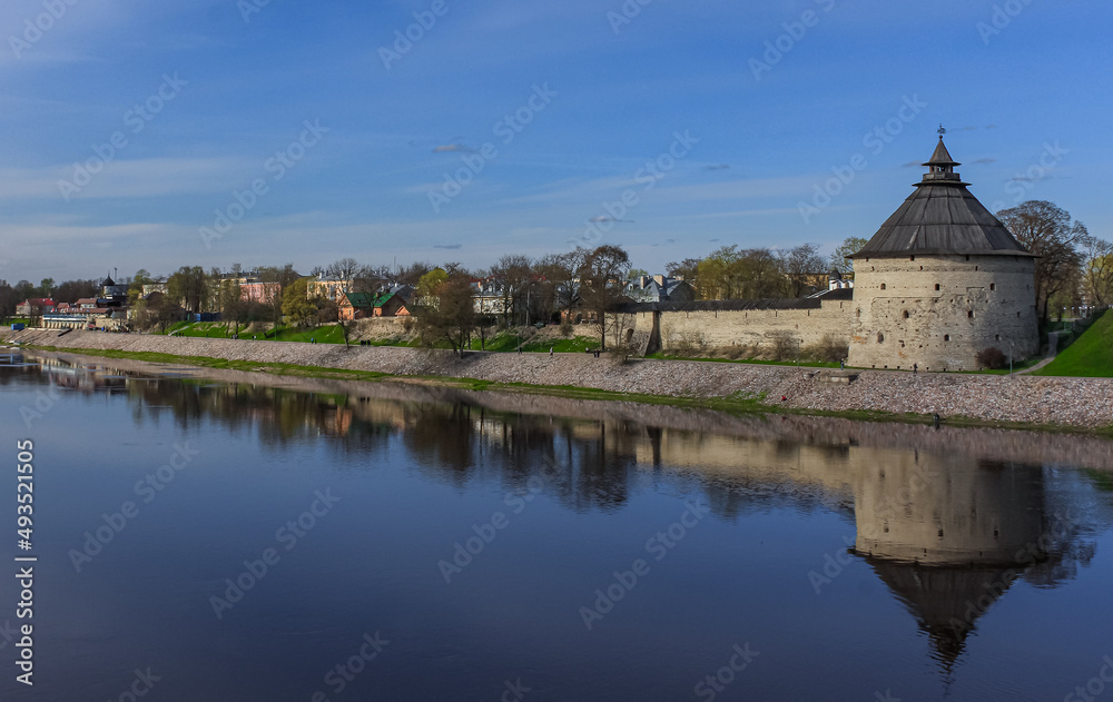 Pskov Kremlin on the River Bank