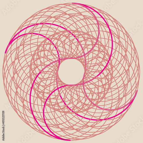 Symbolic shape in the form of a circular ornament. Contour image. Can be used for patterns, logos, etc.