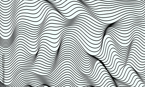Black wavy lines on a light background. Vector illustration. Wavy abstract simple background.