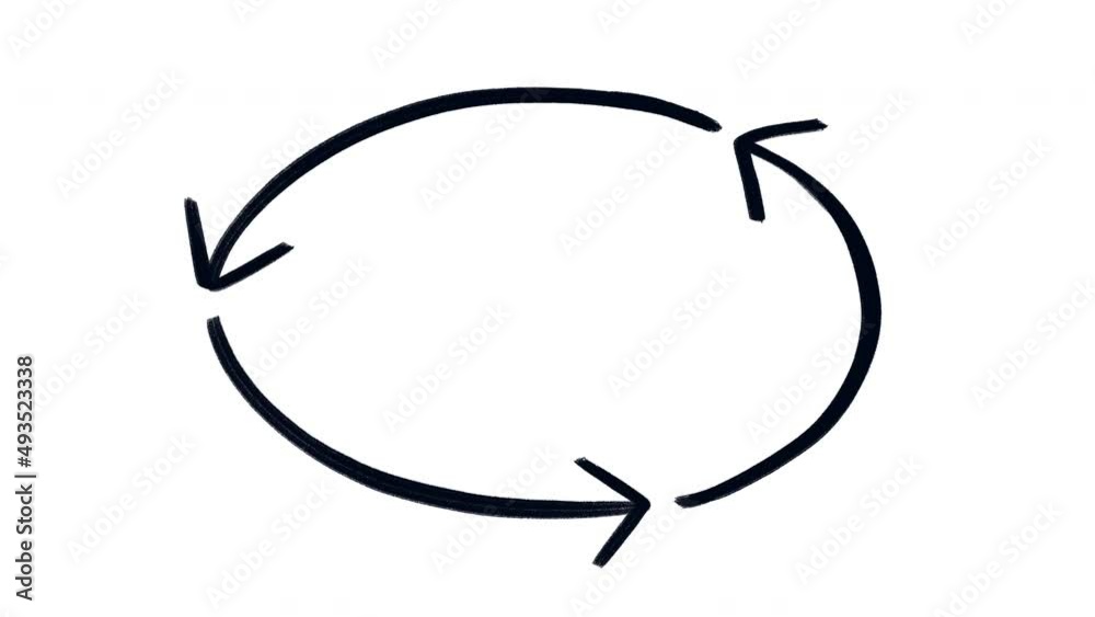 Hand drawn oval frame of arrows, stop motion animation on a white background Hand drawn oval frame of arrows, stop motion animation on a white background