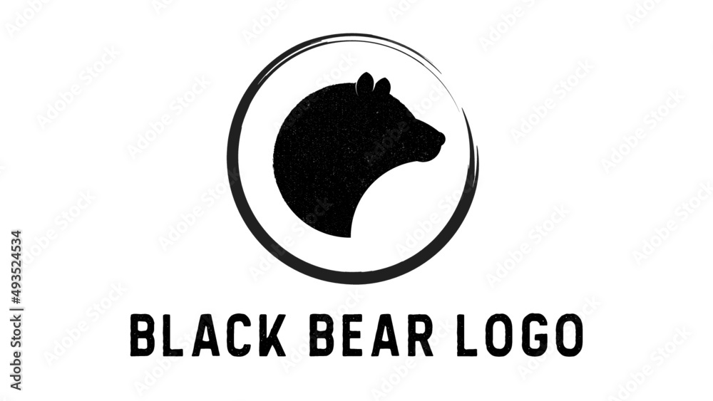 Obraz premium Black bear logo minimalistic distressed