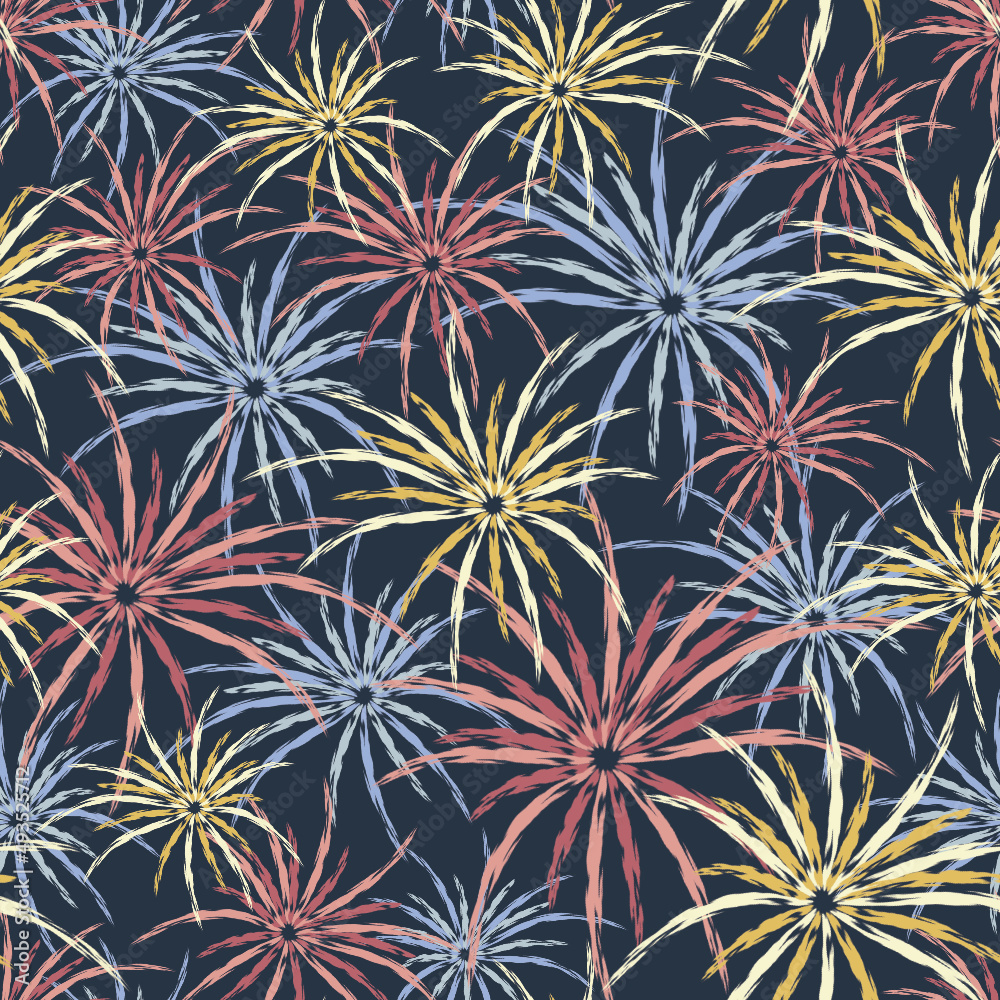 Independence Day Fireworks Seamless Repeat Design 