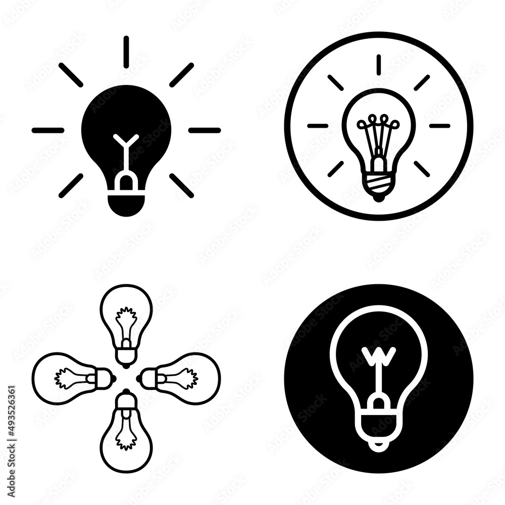 Lightbulbs1-3 Flat Icon Set Isolated On White Background Lightbulbs1-3 Flat Icon Set Isolated On White Background