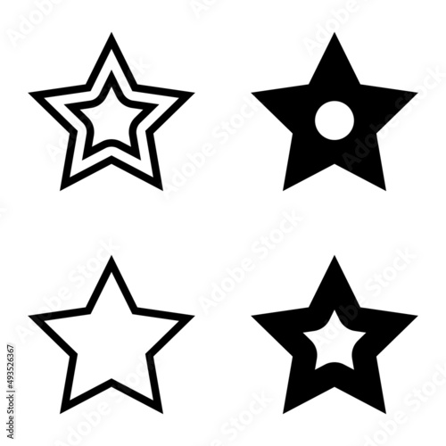 Stars Flat Icon Set Isolated On White Background