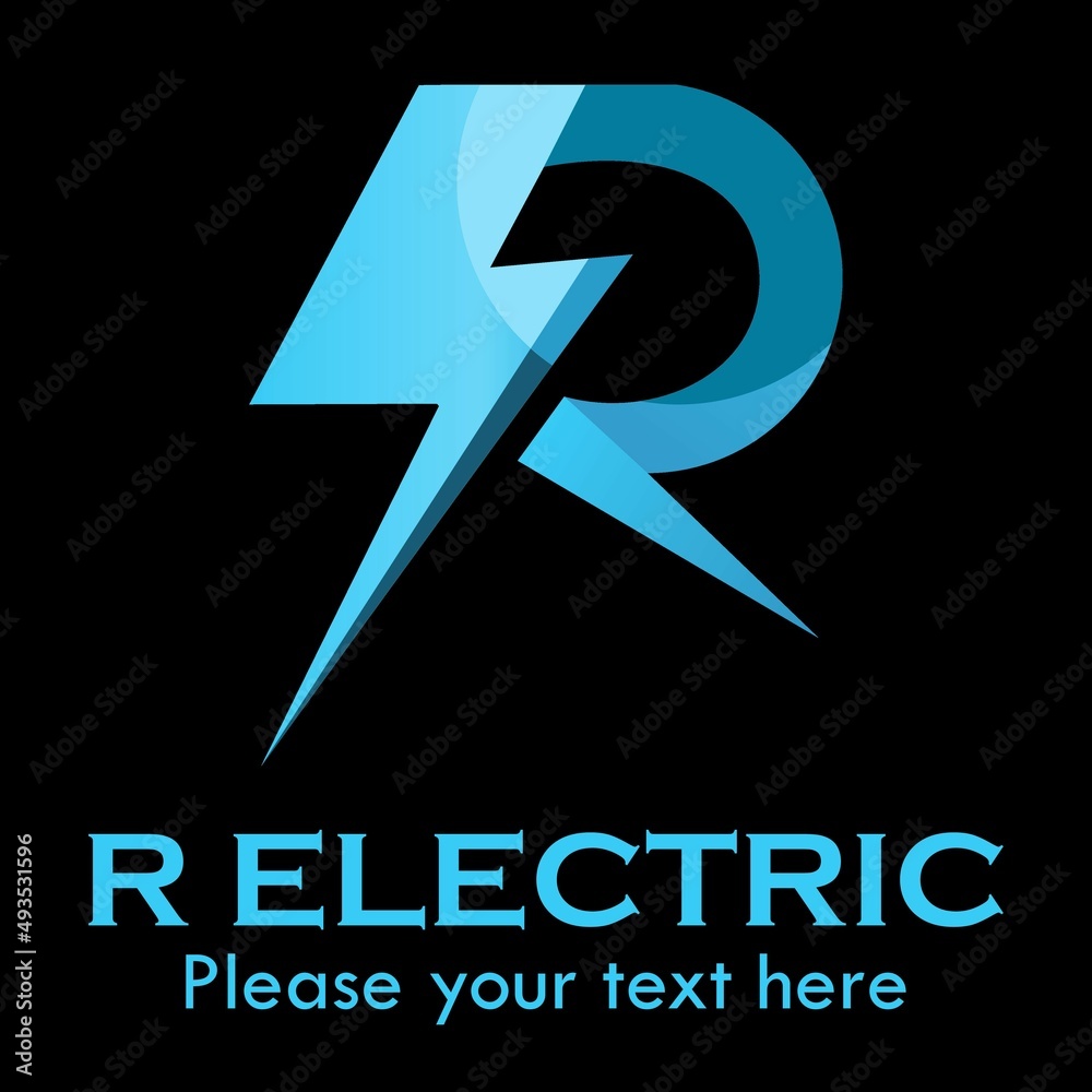 r Electric logo template illustration. Letter p, and lightning ...
