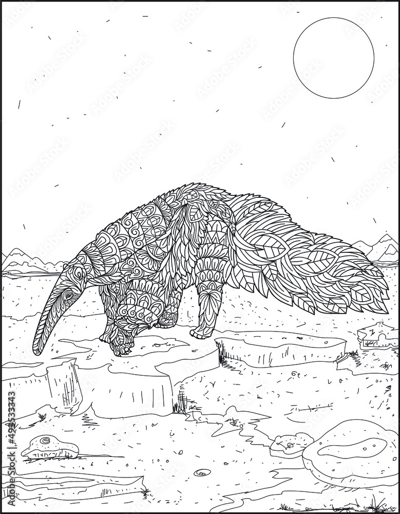 Naklejka premium Doodle art animal outline coloring pages