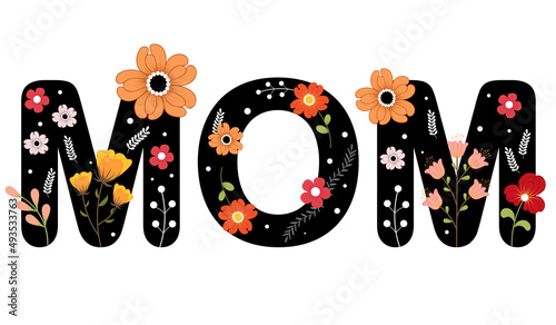 Text MOM on a white background