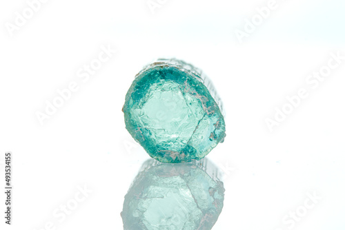 macro mineral stone aquamarine on a white background